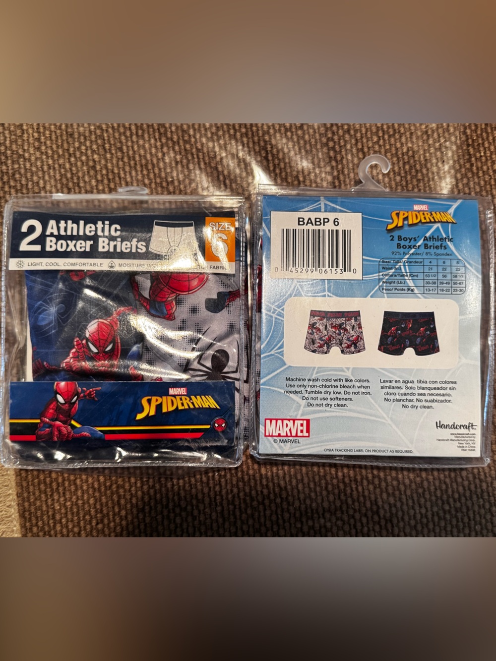2 packs of Marvel Spider-Man Boys Boxer Briefs size 6